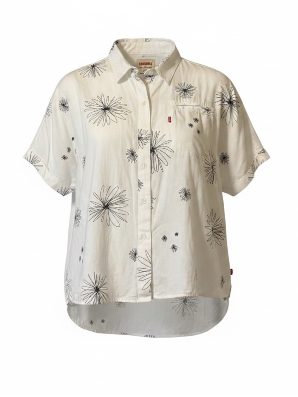 Levi's White Button-Up Shirt with Black Daisy  Floral Print Size 3X